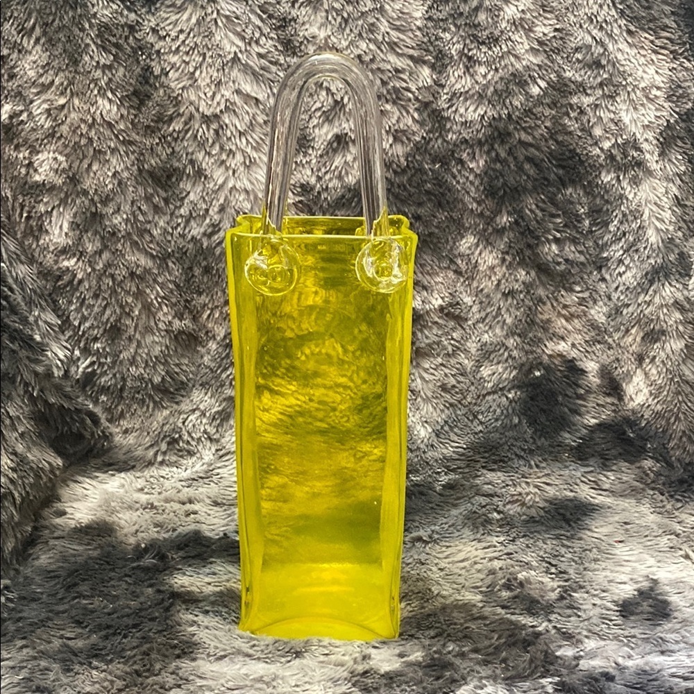 Vintage Design Society Yellow Hand Blown Art Glass Purse Handbag